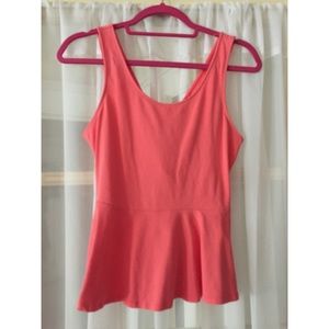 Express peplum neon coral tank top